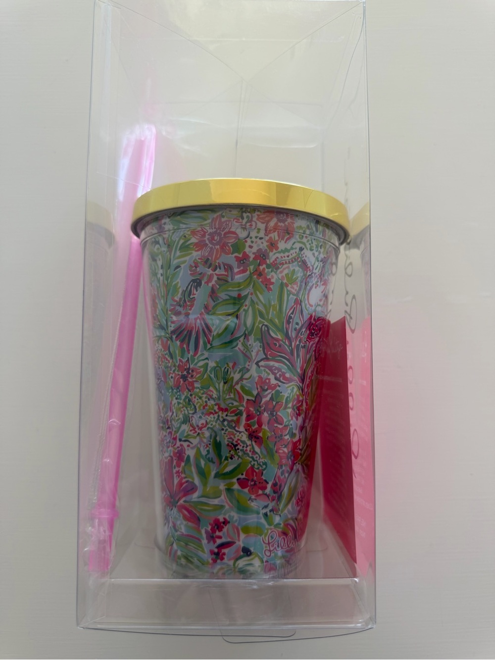 Lilly Pulitzer Floral Tumbler w/ Straw NIB